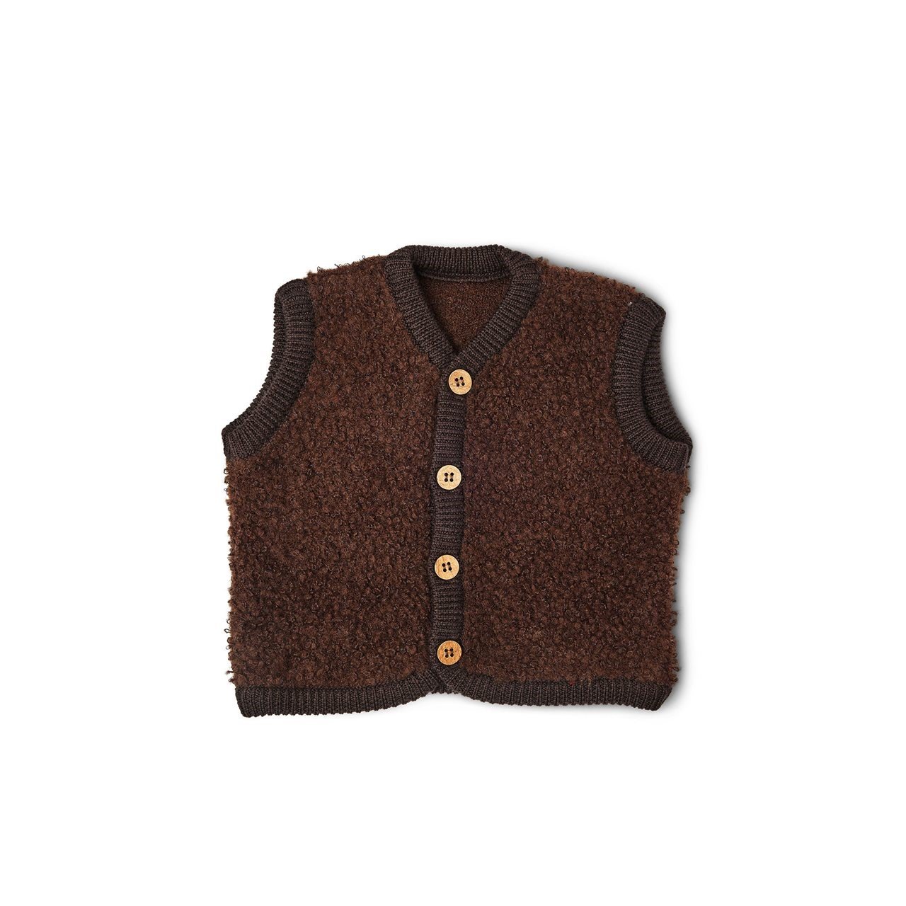 Vest boucl merino uld, brown