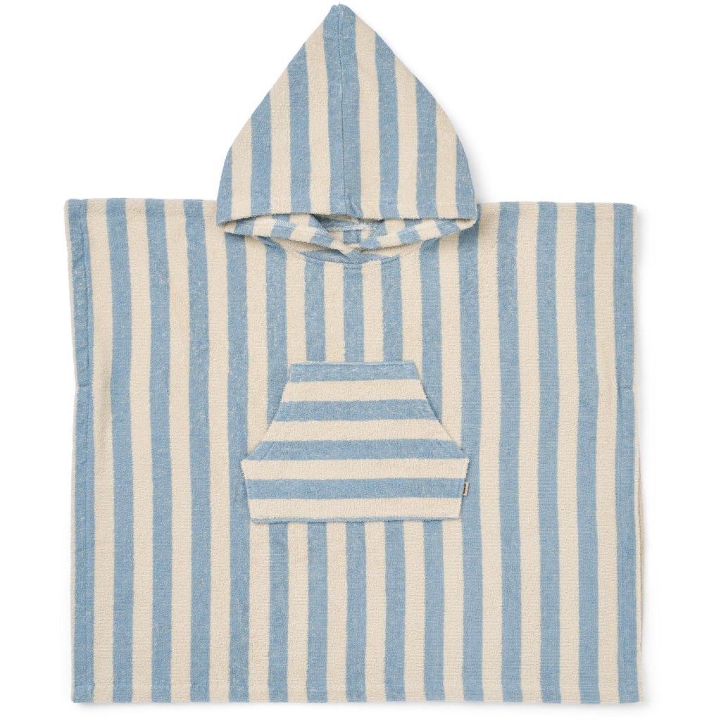 Poncho, Terry- Blue swim stripe