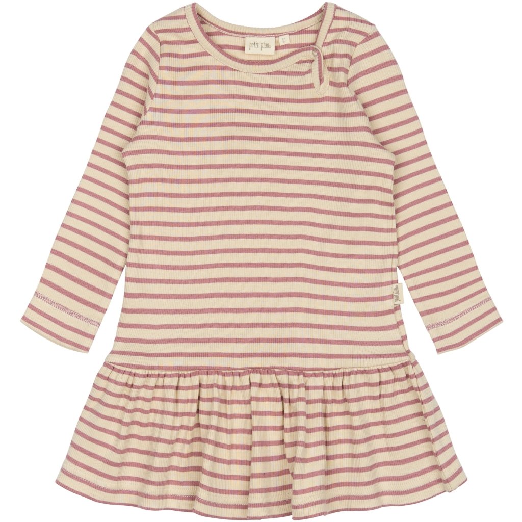 Kjole rib- Nostalgic rose/Off white