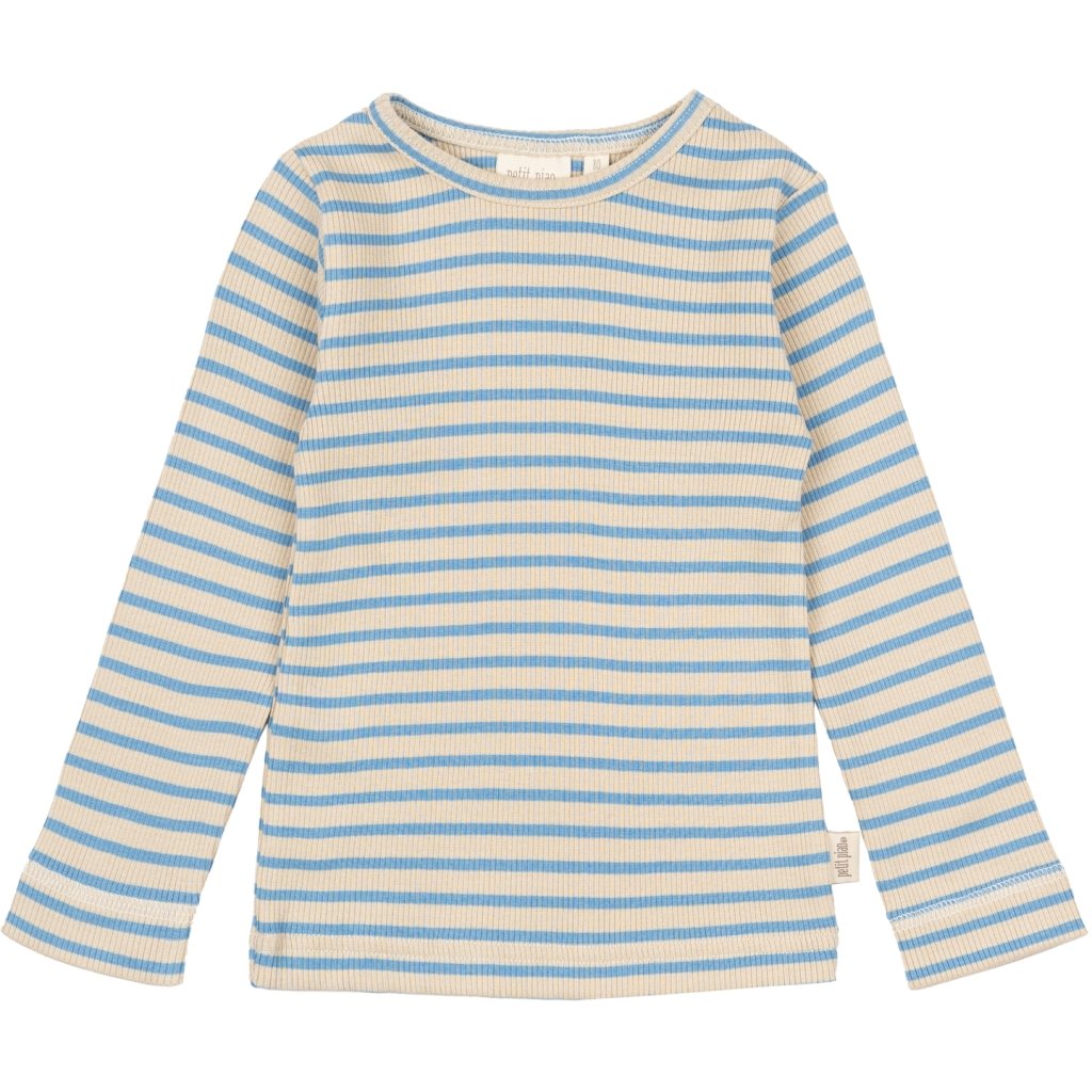 Bluse, L/, Modal striped- Allure blue/Dark off white