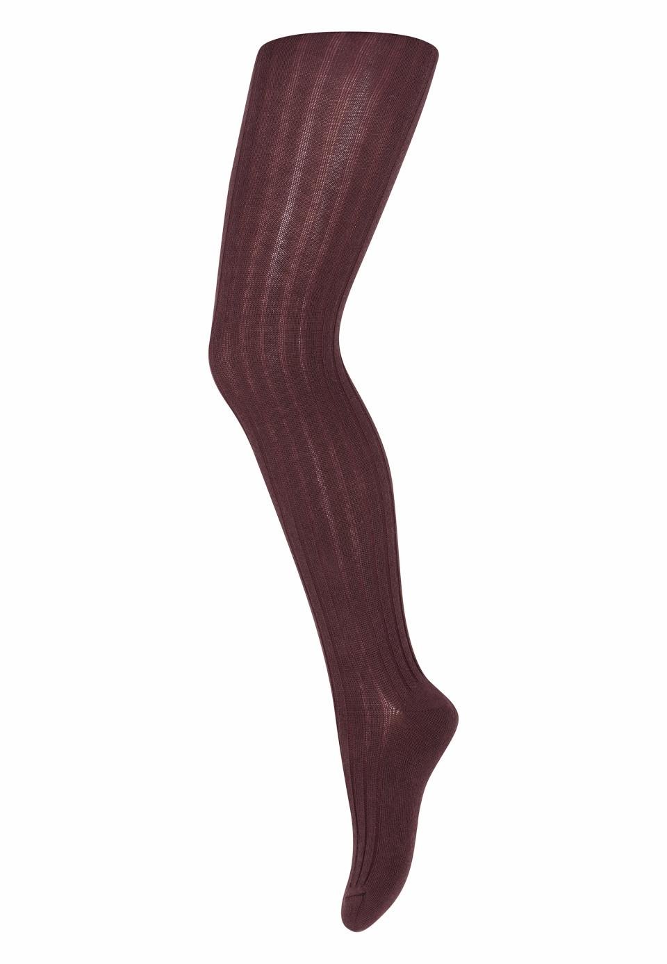 Strmpebuks- Bomuld rib tights-Grape skin-mp