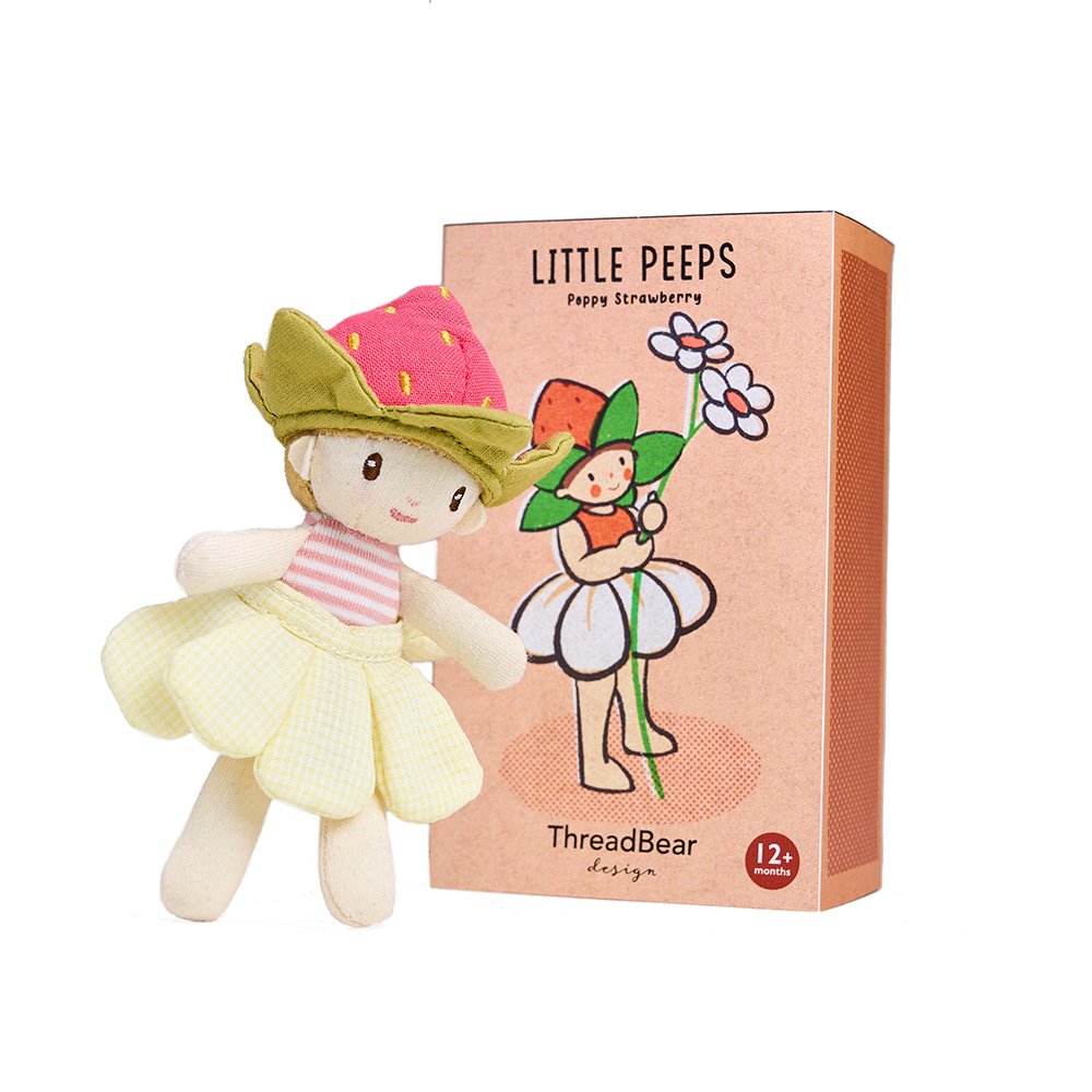 ThreadBear - Dukke - Little Peeps - Poppy Strawberry 13,5 cm