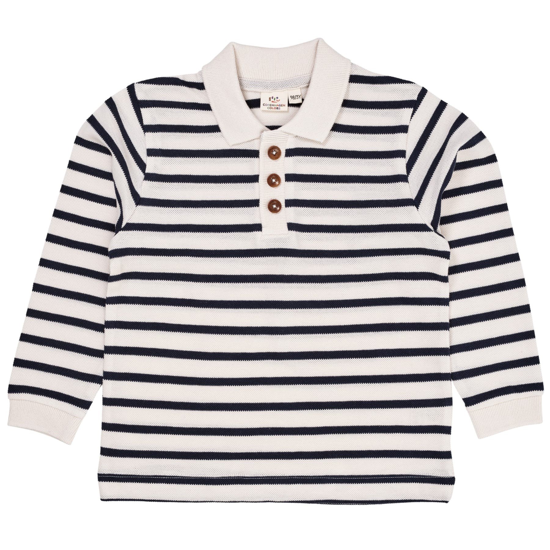 Stribet polo- Navy/Cream stripet