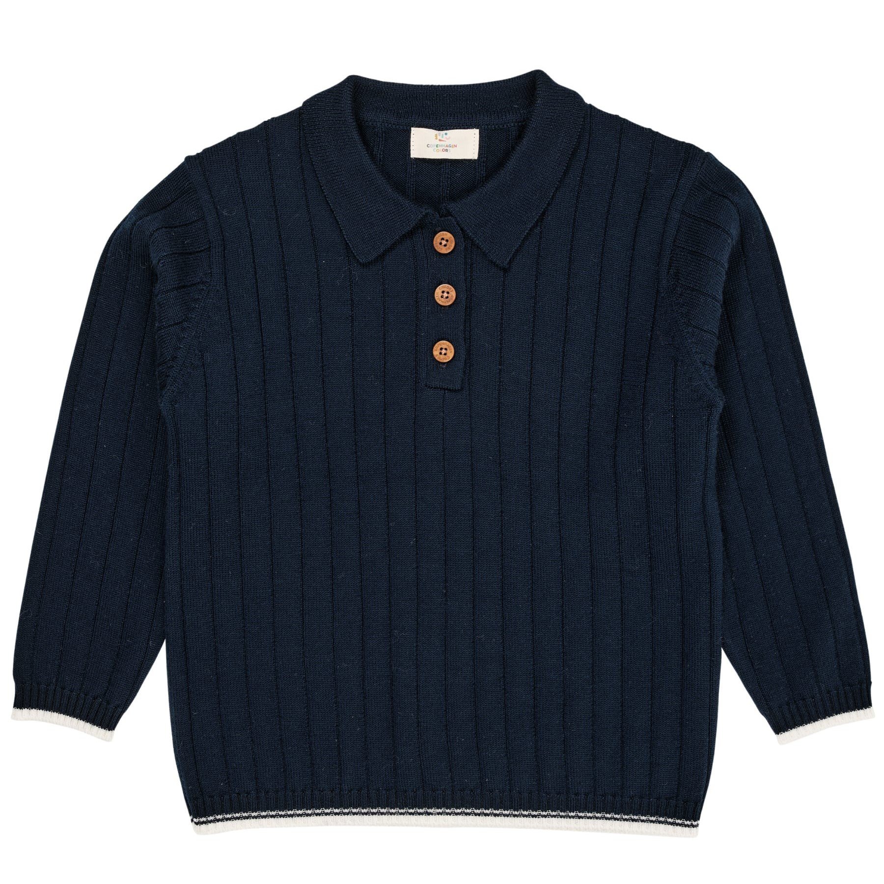 Polo shirt, Uld- Navy/cream kombi