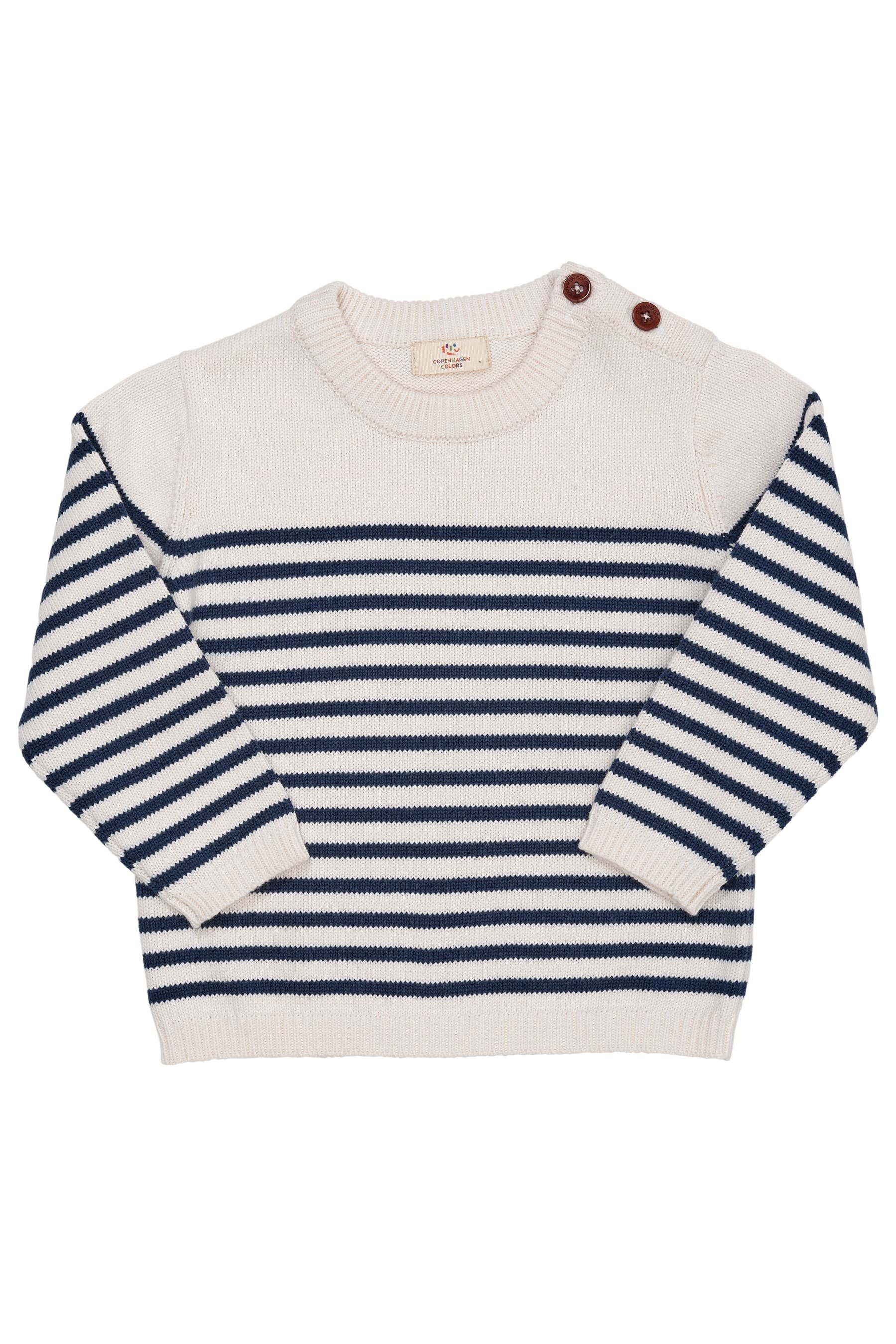 Strikket sweater m smandsstriber